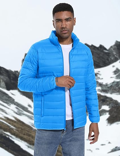 Men's Lightweight Puffer Jacket Winter Quilted Puffy Jackets Warm Water-Resistant Windproof Insulated Coats
