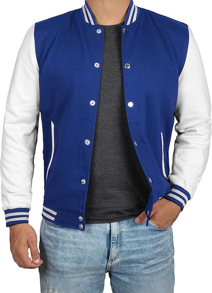 Varsity Jacket Men - High School Letterman Bomber Style Fleece Baseball Jackets For Mens