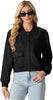 Womens Faux Suede Leather Bomber Jacket Cropped Button Down Long Sleeve Casual Varsity Baseball With Pockets