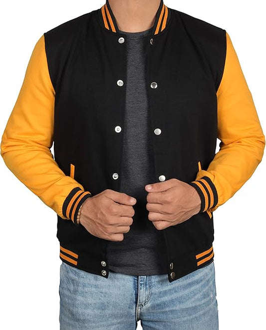 Varsity Jacket Men - High School Letterman Bomber Style Fleece Baseball Jackets For Mens