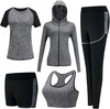 5pcs Workout Outfits for Women Athletic Sets Sport Suits Yoga Gym Fitness Exercise Clothes Jogging Tracksuits