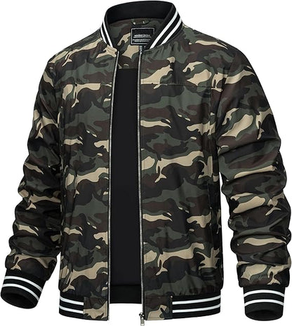 Men's Lightweight Jacket Casual Spring Fall Windbreaker Bomber Zip Up Coat With Pocket