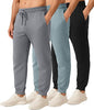 3 Pack: Men's Fleece Elastic Bottom Jogger Sweatpants with Pockets (Available in Big & Tall)