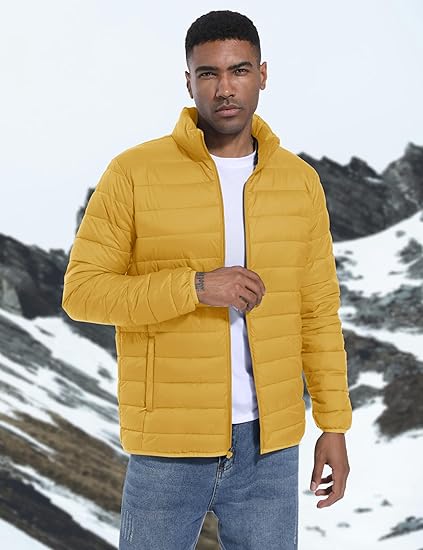 Men's Lightweight Puffer Jacket Winter Quilted Puffy Jackets Warm Water-Resistant Windproof Insulated Coats