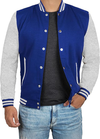 Varsity Jacket Men - High School Letterman Bomber Style Fleece Baseball Jackets For Mens