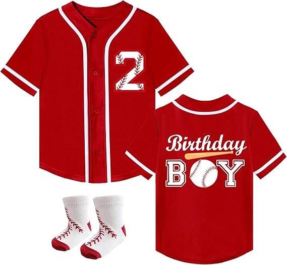 Toddler Boy Birthday Baseball Theme Shirt with Socks Kids Baseball Jerseys 1st 2nd 3rd 4 Year Old Birthday Outfits 4.6 4.6 out of 5 stars    2 ratings