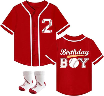 Toddler Boy Birthday Baseball Theme Shirt with Socks Kids Baseball Jerseys 1st 2nd 3rd 4 Year Old Birthday Outfits 4.6 4.6 out of 5 stars    2 ratings