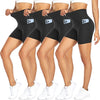 4 Pack Biker Shorts for Women with Pockets – 5" High Waisted Tummy Control Workout Yoga Running Gym Tennis Shorts