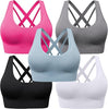 BLUELILY Sports Bras for Women Padded Adjustable Deep V Neck Bra Seamless Spaghetti Strap Criss Cross Light Impact Yoga Bras