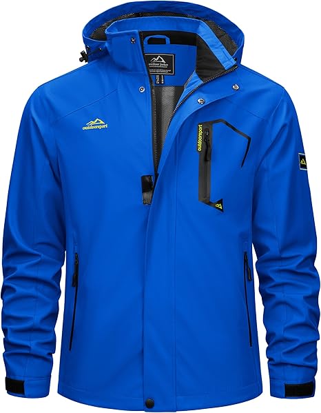 Men’s Lightweight Hooded Rain Jacket – Water-Resistant Windbreaker
