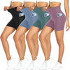 4 Pack Biker Shorts for Women with Pockets – 5" High Waisted Tummy Control Workout Yoga Running Gym Tennis Shorts