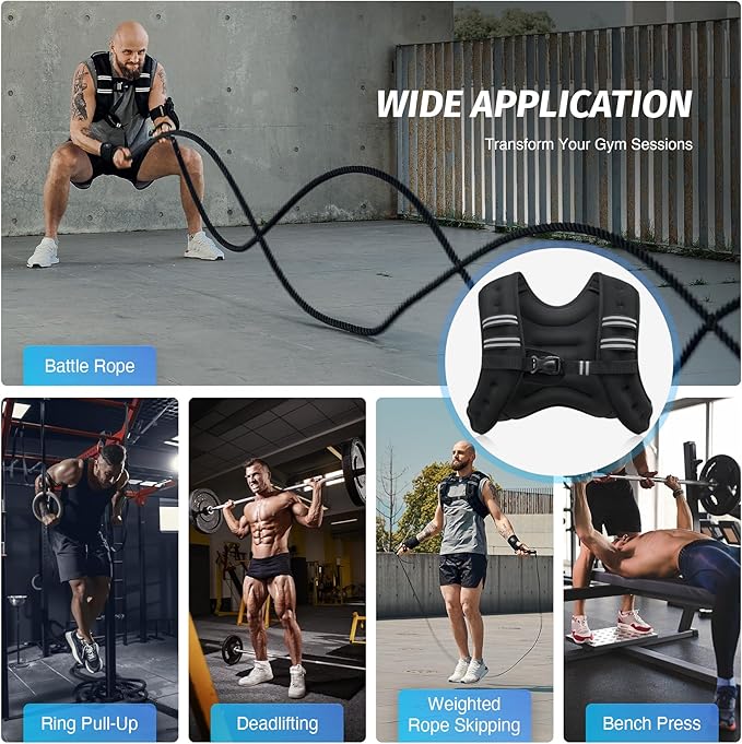 ZELUS Weighted Vest – Adjustable 6lb to 30lb with Reflective Stripe for Fitness & Training | Marwa Clothing
