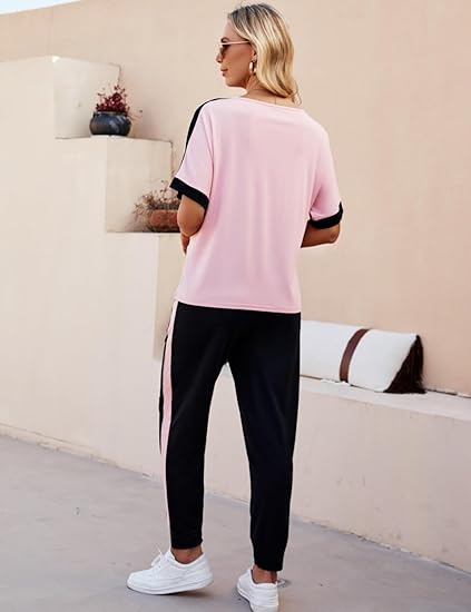 VIMPUNEC Women’s 2-Piece Summer Casual Lounge Set – Soft Sweatsuit & Matching Top | Marwa Clothing