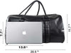 Marwa Clothing Premium Leather Travel Duffel Bag with Shoe Compartment – Waterproof Weekender & Carry-On Overnight Bag for Men & Women – Black