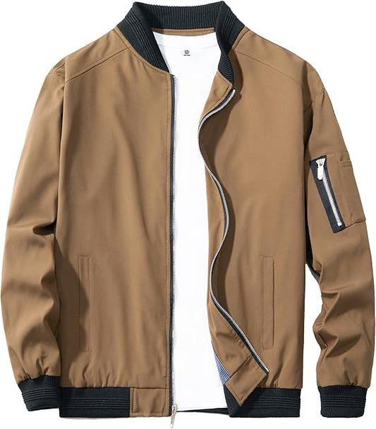 Marwa Clothing Men's Slim Fit Lightweight Sportswear Jacket Casual Bomber Jacket