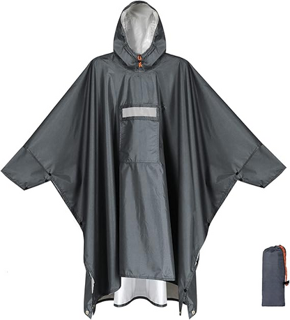 Hooded Rain Poncho for Adults Waterproof Lightweight Rain Coat for Men Women Reusable Rain Jacket for Emergency Outdoor