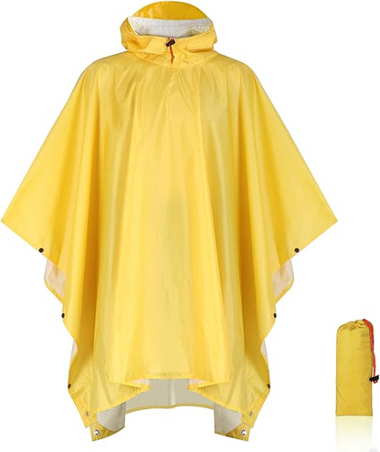 Hooded Rain Poncho for Adults Waterproof Lightweight Rain Coat for Men Women Reusable Rain Jacket for Emergency Outdoor