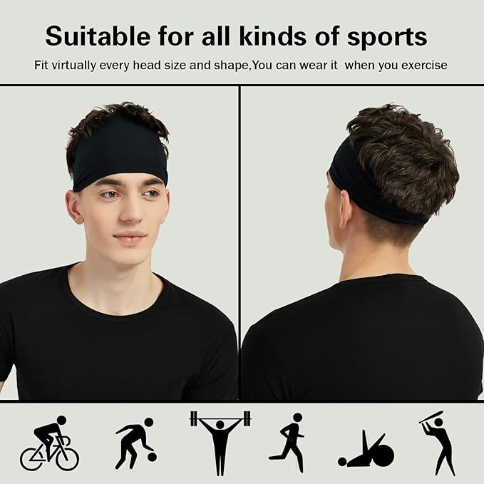 Sports Headbands for Men & Women – 5-Pack Moisture-Wicking Sweatbands for Running, Cycling, Yoga | Marwa Clothing