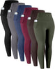 Leggings with Pockets for Women, 6 Packs Soft High Waisted Tummy Control Workout Yoga Pants