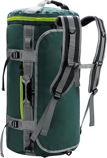 Marwa  Large Duffel Backpack Sports Gym Bag with Shoe Compartment, Heavy Duty and Water Resistant, Green, 60L