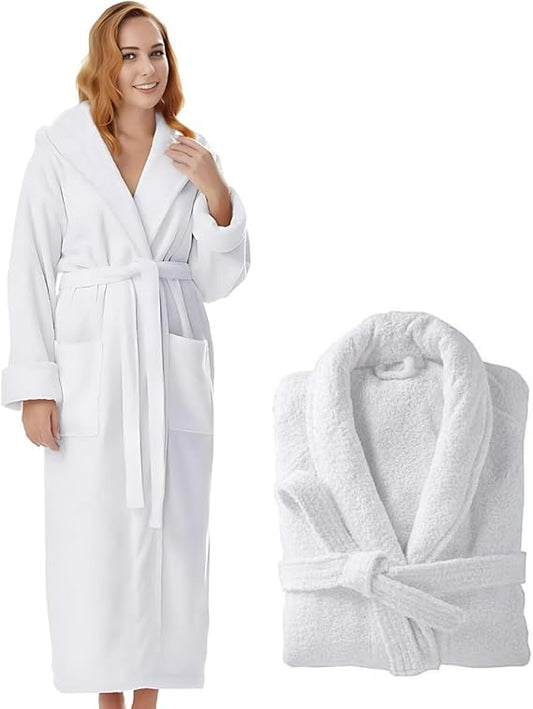 Unisex Cotton Terry Bathrobe – Shawl Collar Spa Robe for Men & Women | One Size Absorbent Long wear