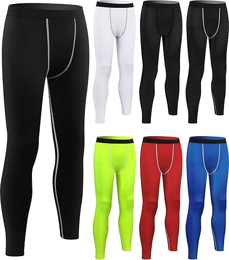 Hicarer 6 Pack Men's Compression Pants Workout Pants Athletic Compression Leggings Running Tights for Men Sport Supplies