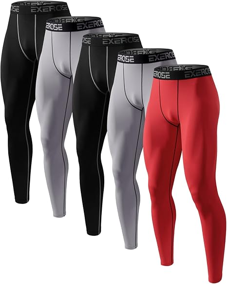 6,5 Pack Men’s Compression Pants Leggings Athletic Workout Baselayer Running Tights