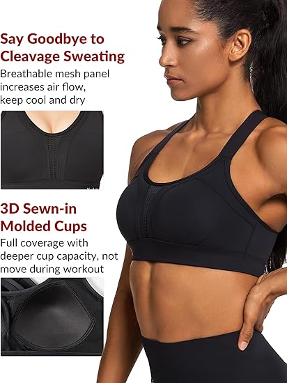 Yvette High-Impact Sports Bra | Adjustable Criss-Cross Back & Full Support – Marwa Clothing