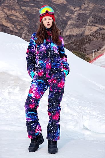 Marwa Clothing Women’s One-Piece Snowsuit | Colorful Ski & Snowboard Jumpsuit
