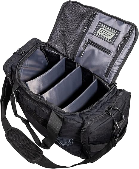 Serious Steel Fitness Gym Bag With Moveable & Removable Dividers Made from 1000D Nylon (Utility Duffel - Black)