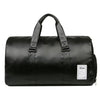 Marwa Clothing Premium Leather Travel Duffel Bag with Shoe Compartment – Waterproof Weekender & Carry-On Overnight Bag for Men & Women – Black
